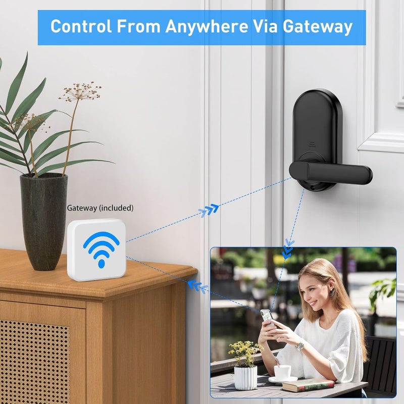 Bog fang Smart keypad Door Lock with Handle，Fingerprint Keyless Entry Digital Lock with Built-in doorbell for Front Door,Bedroom,biometric Door knob,with Gateway Remote APP Control - Image 4